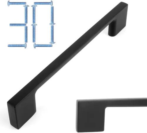 Miniatura 71 de KOOFIZO Paquete de 10 pomos negros para gabinete, pomos negros mate para cajones, K03, tiradores cuadrados de un solo agujero para gabinetes