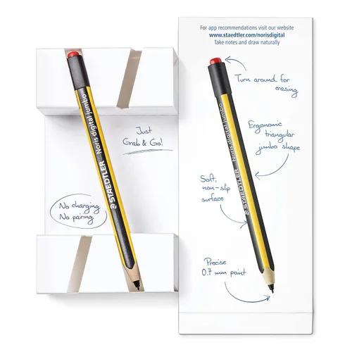 Miniatura 9 de STAEDTLER Noris Jumbo Digital Stylus Pen: sin carga, rechazo de palma EMR, 4.096 niveles de presión, forma hexagonal, escritura natural y dibujo