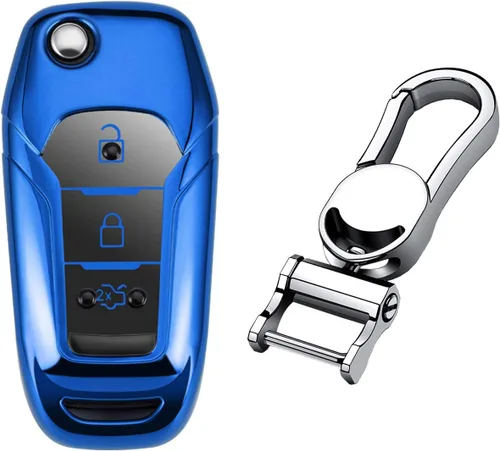Miniatura 9 de Funda de llave de mando de coche de silicona suave con textura de fibra de carbono para Ford EcoSport Escort Explorer F-150 F-250 F-350 F-450 F-550