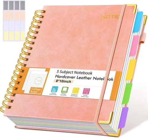 Miniatura 9 de Cuadernos en espiral de 8.5 x 11 pulgadas para trabajar con pestañas divisorias extraíbles, 300 páginas, cuaderno de 5 materias con rayas