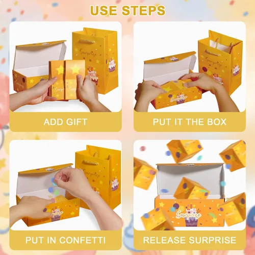 Miniatura 2 de Heitu Caja de regalo sorpresa Explosion – 12 cajas de regalo explosión para boda, Navidad, cumpleaños, creatividad, plegable, caja de regalo sorpresa
