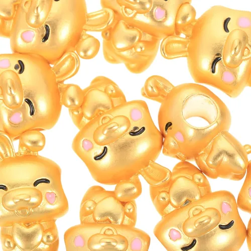 Miniatura 7 de EXCEART Cuentas espaciadoras de conejo, dijes de metal con dije de conejo Feng Shui, llavero de conejito 2023, cuentas del año chino del zodiaco