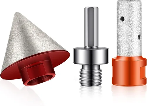 Miniatura 8 de Lothee 3 brocas de biselado de diamante con adaptador de rosca de 5/8-11, brocas de fresado de dedo de diamante de 3/5 pulgadas para azulejos, Negro