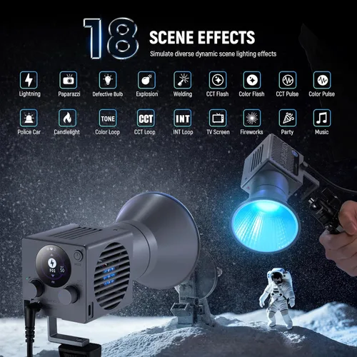 Miniatura 4 de NEEWER Luz de video LED RGB portátil de 60W Luz de mano de relleno, control APP/2.4G/Panel 18 escenas 8700Lux/1m 2700-6500K CRI97+ Regulable COB