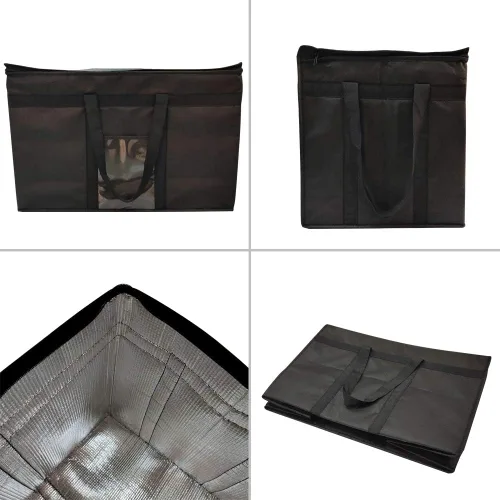 Miniatura 3 de Bolsas enfriadoras plegables con aislamiento y cierre de cremallera, reutilizables para mantener la comida caliente o fría