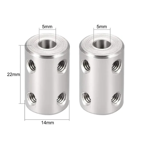 Miniatura 2 de TA-VIGOR Tornillo de acoplamiento de eje de 0.197 in a 0.197 in, D14 mm x L22 mm de diámetro de acero inoxidable rígido acoplador de eje conector