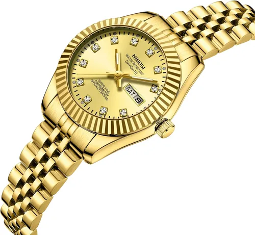 Miniatura 2 de NIBOSI Relojes para mujeres, reloj analógico de cuarzo, esfera de acero inoxidable con día y fecha, luminoso, impermeable, elegante, clásico