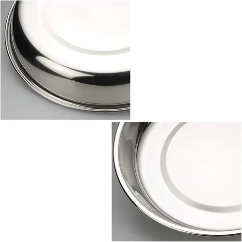 Miniatura 3 de Platos redondos de acero inoxidable, paquete de 4 placas de acero inoxidable de grado alimenticio Forma redonda, superficie pulida de espejo