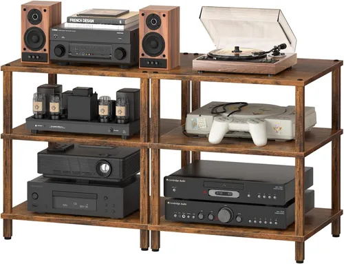 Miniatura 15 de Soporte para reproductor multimedia AV de 3 niveles, gabinete estéreo, gabinete estéreo moderno, estante de consola de juegos, soporte de TV