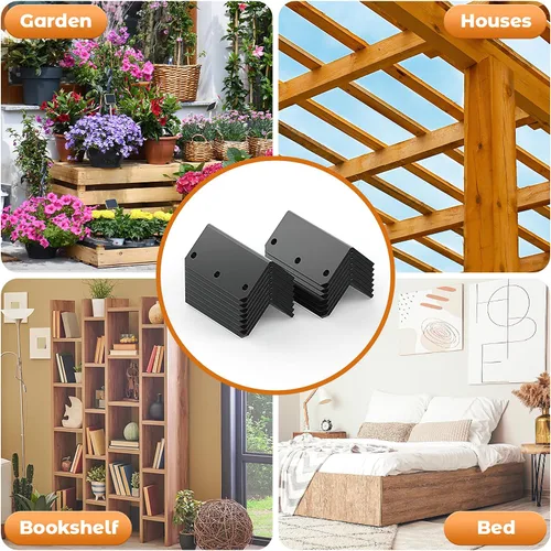 Miniatura 6 de Soporte de esquina galvanizado de 2 x 4 pulgadas, soportes de hierro en ángulo de 90 grados con agujeros, soporte de junta de metal, soporte