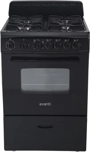 Avanti Horno de Gas, Diseño Compacto Independiente, 4 Quemadores Sellados con Encendido Electrónico, Capacidad de 2.6 pies cúbicos. Cuenta con Cajón
