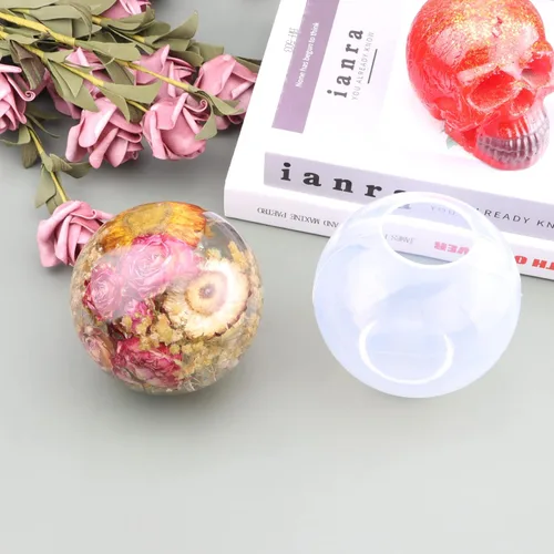 Miniatura 2 de Molde de resina de esfera grande de 4 pulgadas, diseño de una sola pieza 3D de bola redonda moldes de silicona para arte de resina, resina epoxi