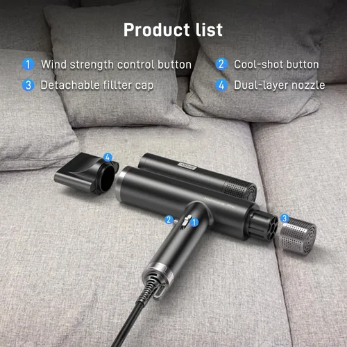 Miniatura 6 de Hurricane Pro - Secador de pelo profesional, único motor sin escobillas dual de 216,000 rpm, secador iónico para salón y uso doméstico, compacto