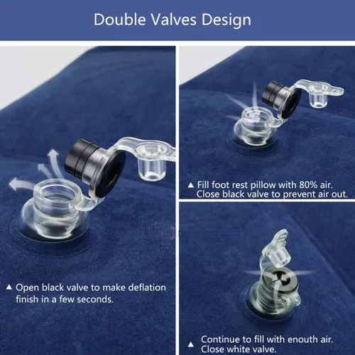 Miniatura 5 de Almohada inflable para reposapies de viaje, almohada de altura ajustable para autos, hogar, oficina, trenes, avión, haz una cama plana para bebés