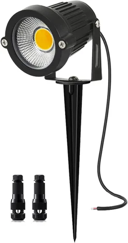 1 paquete de luces LED de bajo voltaje para paisaje, 5 W, iluminación de paisaje con conectores CA/CC 12 V-24 V, foco para exteriores, IP66,