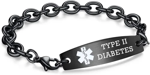 Miniatura 36 de LinnaLove Pulseras de identificación médica intercambiables Cadena de cable de acero inoxidable pulseras de alerta médica personalizables