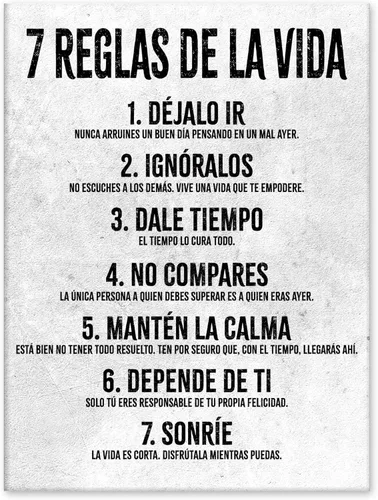 Miniatura 7 de HoneyKICK Póster de pared motivacional 7 Reglas de la Vida, 7 reglas de la vida, 11 pulgadas de ancho x 14 pulgadas de alto, decoración de pared