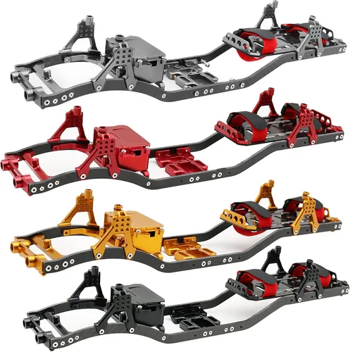 Miniatura 4 de 1/10 RC Crawler Viga de fibra de carbono de 0.157 in CNC de metal chasis de coche Kit de cuerpo piezas para Axial SCX10 II Rock Off Road Truck Dorado