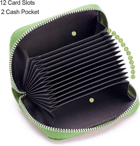 Miniatura 2 de EASTNIGHTS Cartera de cuero genuino para tarjetas de crédito RFID con cremallera