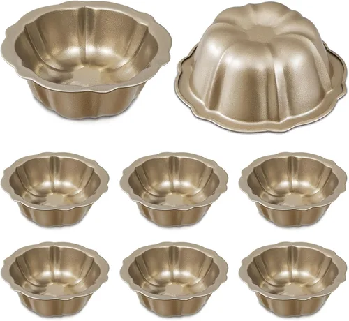 Miniatura 9 de Ctosree 8 piezas de 4 pulgadas estriado mini molde para pasteles antiadherente estriado molde de acero al carbono tubo de metal horno horno molde