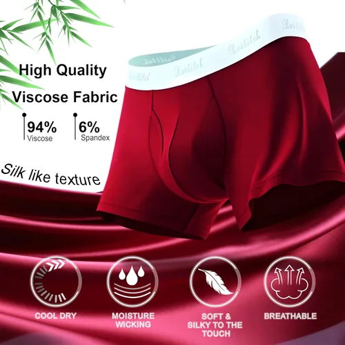 Miniatura 2 de Calzoncillos tipo bóxer de bambú para hombre, transpirables, de secado fresco, suave, con bragueta, súper elasticidad, paquete múltiple