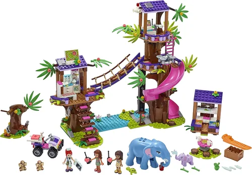 Miniatura 2 de LEGO Friends Jungle Rescue Base 41424 Juguete de construcción para niños, kit de rescate de animales que incluye una casa de árbol de la selva y 2