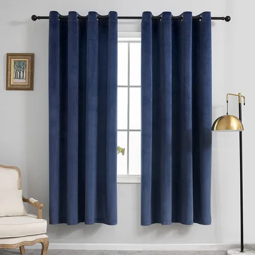 Miniatura 22 de VANASEE Cortinas de terciopelo gris oscuro para dormitorio, 63 pulgadas de largo, cortinas opacas para oscurecer la habitación, cortinas