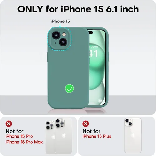 Miniatura 5 de Vooii Compatible con iPhone 15, silicona líquida Defender mejorada, protección mejorada de la cámara, forro de microfibra antiarañazos suave, funda