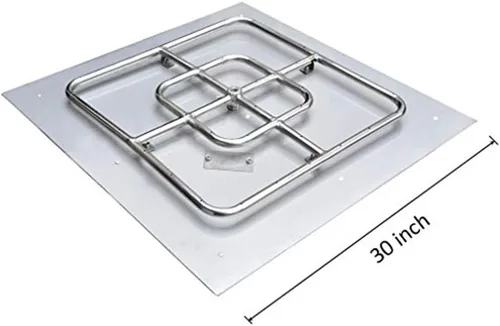 Miniatura 5 de Onlyfire - Bandeja plana de acero inoxidable cuadrada para fogata con conjunto de anillo de quemador, 30 pulgadas