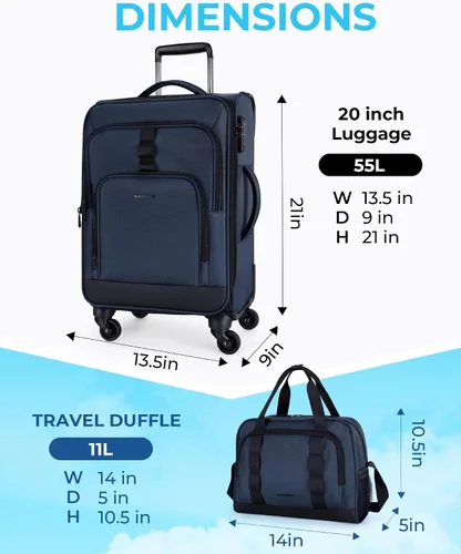 Miniatura 5 de BAGSMART Equipaje de mano, Azul, Viajes en familia