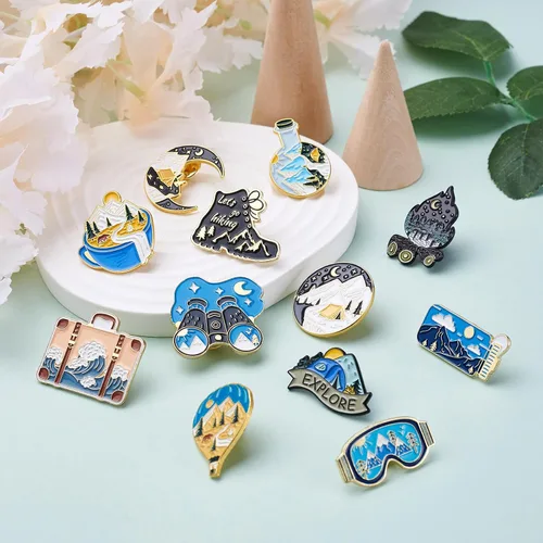 Miniatura 46 de Pandahall - Broches esmaltados de aleación con varios temas, broche de solapa, juego de pines esmaltados
