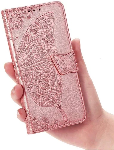 Miniatura 7 de Funda tipo cartera para Samsung Galaxy S20 FE (5G), diseño de flor de mariposa en relieve, piel sintética de alta calidad, función atril, ranuras