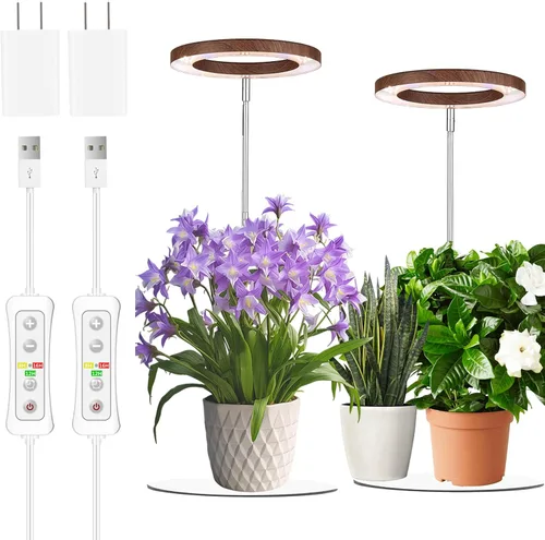 Miniatura 26 de yadoker 72 LEDs Luz de cultivo de plantas para plantas de interior, Luz de escritorio de aluminio con grano de madera de nogal LED, Altura