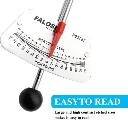 Miniatura 7 de Llave dinamométrica de viga de transmisión de 1/4 pulgadas, 0-80 pulgadas/libras y 0-9 Newton/metro, marcas de alta visibilidad para lecturas fáciles