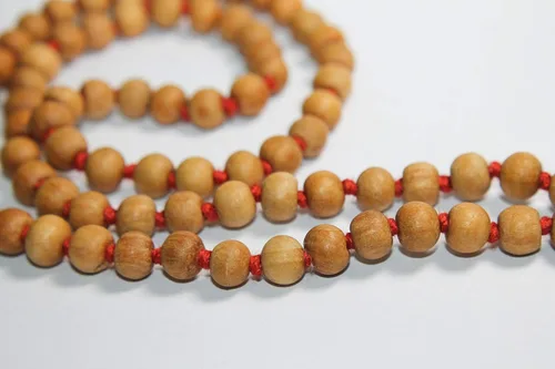 Miniatura 4 de IS4A 8MM TULSI BASIL BASIL COLLAR DE ORACIÓN JAPA MALA COLLAR NOTADO A MANO. KARMA (108+1) CUENTAS. Bendito y energizado Rosario de budismo tibetano