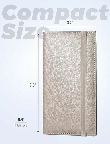 Miniatura 73 de Yarnic Funda para chequera personal, soporte para chequera con soporte para bolígrafo y divisor de plástico transparente integrado para cheques Rosa