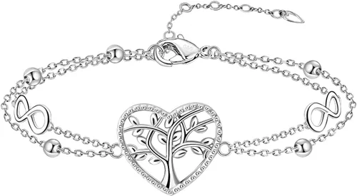 G&GEMSJEW Heart Ankle Bracelet for Women, 14K Gold Plated Handmade Dainty Layered Rhinestone Anklet Gold Beaded Chain Anklet 10", Cubic Zirconia