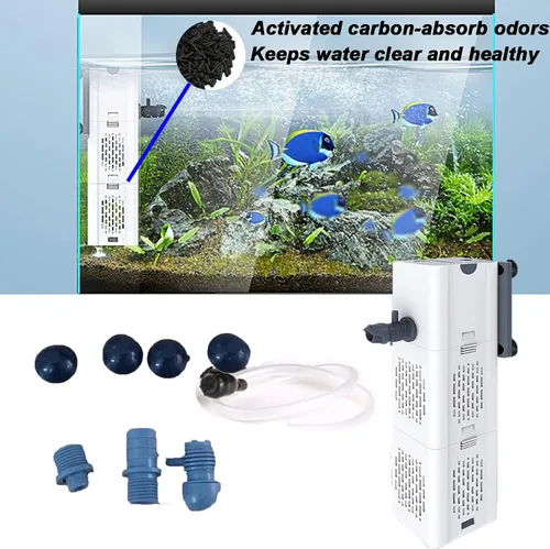 Miniatura 3 de Filtro de tanque de peces ultra silencioso 4 en 1, filtro interno para acuario, bomba de filtro de agua sumergible de 500-1800L/H, filtro