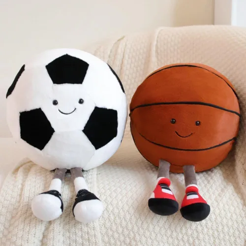 Miniatura 6 de OUKEYI Almohada de felpa de baloncesto de 11.8 pulgadas, almohada de felpa suave con forma de fútbol americano, juguete de peluche de baloncesto