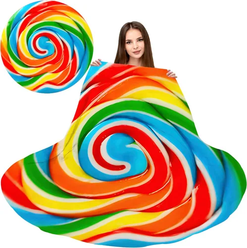 Miniatura 2 de ARESD Manta de piruleta arcoíris para guardería, bebé, niños, manta redonda de felpa, regalos para niños y niñas, 35 pulgadas
