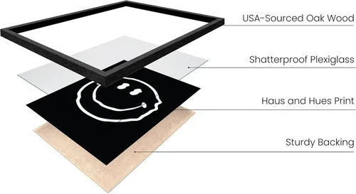 Miniatura 2 de HAUS AND HUES Arte de pared negro, arte de cara sonriente, póster en blanco y negro, imagen de cara sonriente, póster de cara sonriente, decoración