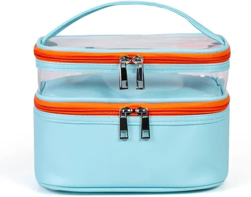 Miniatura 13 de FITINI Bolsas de Maquillaje de Doble Capa para Almacenamiento de Viaje Estuches Cosméticos Organizador de Maquillaje Bolsas de Aseo Resistentes al