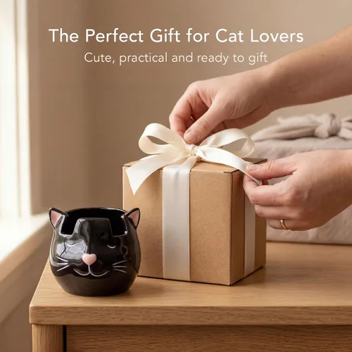 Miniatura 5 de Soporte y jarrón para lentes de gato, soporte de cerámica para gafas de sol y lentes de gato negro, organizador de decoración y exhibición de regalo