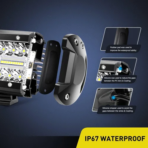 Miniatura 5 de Nilight 20 unidades de cápsulas LED de 4 pulgadas y 60W, barra de luz de inundación y foco combo de triple fila, lámpara de conducción para techo