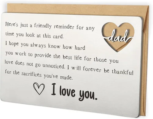 Miniatura 24 de YODOCAMP Tarjeta de billetera con texto en inglés "Thank You Dad", tarjeta de cartera grabada para mi papá de hija e hijo, cumpleaños, día