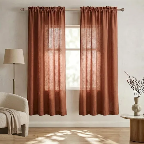Miniatura 21 de Mrs.Naturall - Cortinas transparentes con bolsillo para barra de 36x63 pulgadas de lino mezclado negro