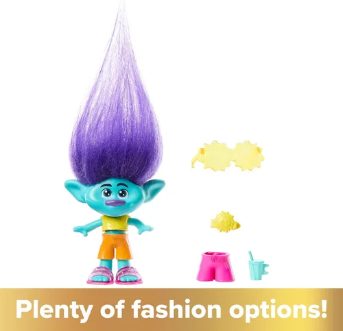 Miniatura 5 de Mattel DreamWorks Trolls Band Together Hair Pops - Muñeca pequeña, rama con ropa extraíble y 3 accesorios sorpresa