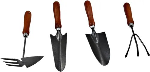 Miniatura 9 de UKCOCO 1set Mini Stoving Varnish Shovel Set Durable Iron Spade Planting Tool with Handle for Gardening for Transplanting and Cultivating Flowers 4pcs