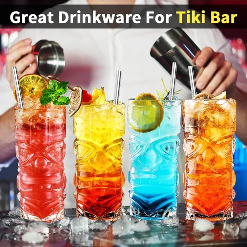 Miniatura 4 de Juego de vasos Tiki transparentes de 8 a 14 onzas, modernos vasos de cóctel Tiki perfectos para cócteles exóticos, Mai Tai, cócteles