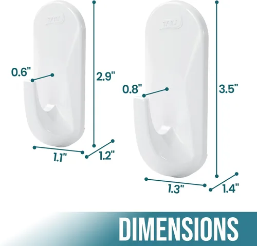 Miniatura 4 de TAILI Ganchos para Colgar, 2 Ganchos Adhesivos Grandes de Plástico y 4 Tiras Adhesivas, Ganchos Utilitarios Blancos para Pared Pintada, Sin Daños